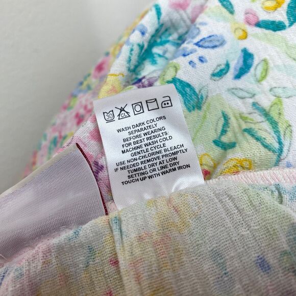 Vtg 90s Koret Womans Spring Floral Skirt Small Cotton Linen Pockets A-Line Gauzy - Picture 7 of 9